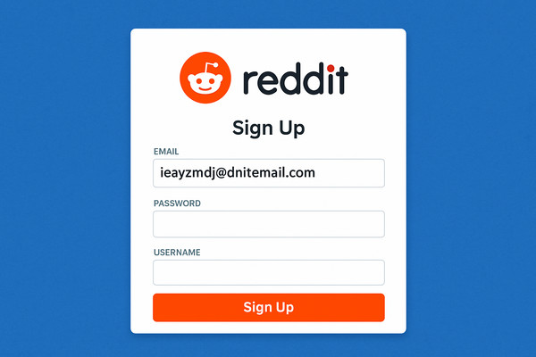 Reddit Registration with Temp Email Reddit signup form with temporary email