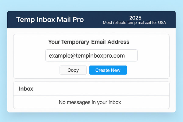 Most reliable temp mail for USA Temp Inbox Mail Pro interface 2025